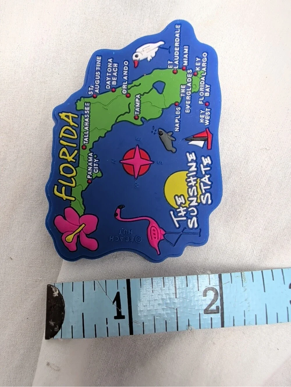 Beach Hut FLORIDA STATE MAP AND LANDMARKS FRIDGE COLLECTIBLE SOUVENIR MAGNET